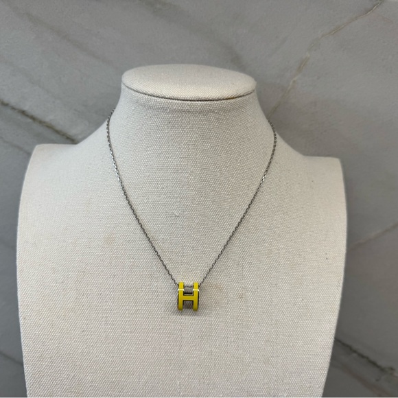 Hermes Pop H Pendant Necklace Yellow And Silver Palladium - Picture 1 of 7